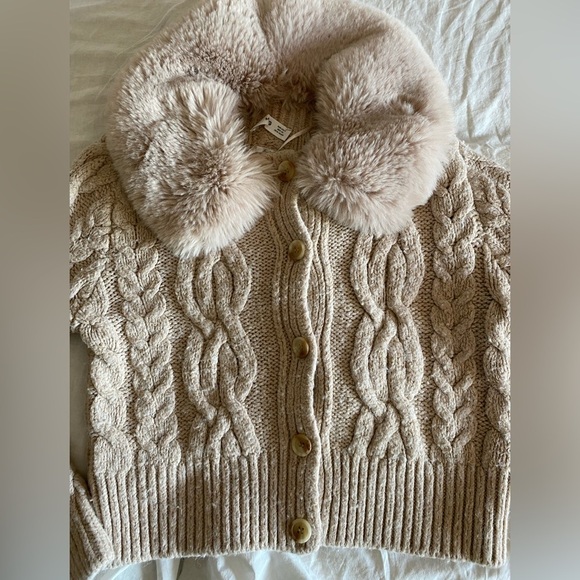 Mango MNG wool blend  COZY  BEIGE cardigan - Picture 5 of 12